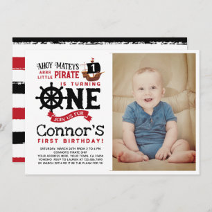 Invitation Pirate First Birthday avec photo