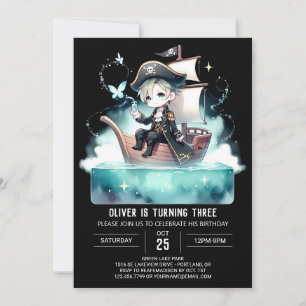 Invitation Pirate magique minimaliste Anniversaire