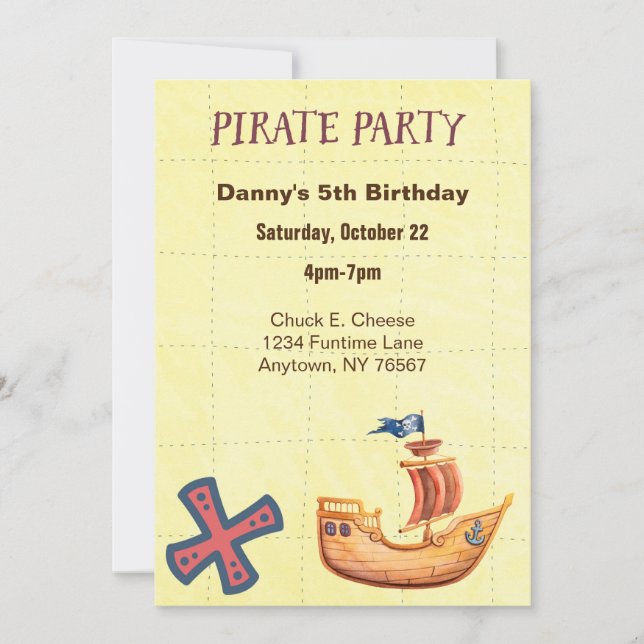 Invitation Pirate Party personnalisé (Devant)