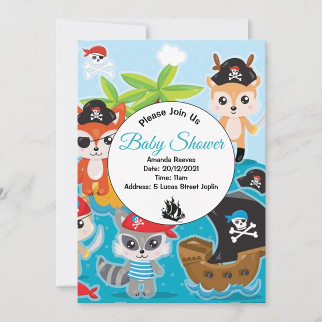 Invitation Pirate pour la Fête de Bébé (Devant)