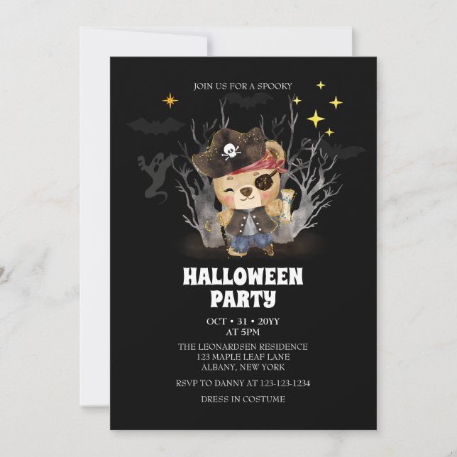 Invitation Pirate Sailor Éffrayant Ours Halloween Party (Devant)