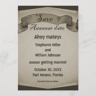 Invitation Pirate Scroll Enregistrer la date Invitation, Brow