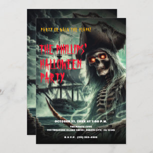 Invitation Pirate Ship Ghost Halloween Costume Party