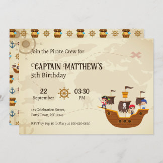 Invitation Pirate Ship Treasure Map Anniversaire de enfant Pa