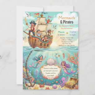 Invitation Pirate Sirène Sous les Mers 8e Anniversaire