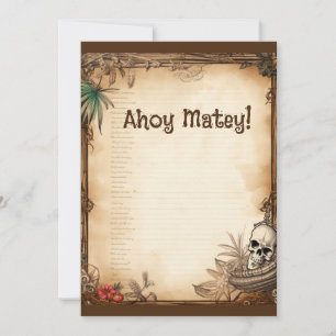 Invitation Pirate Skull Parlez comme un anniversaire de pirat