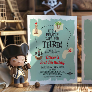 Invitation Pirate Treasure map 3ème anniversaire