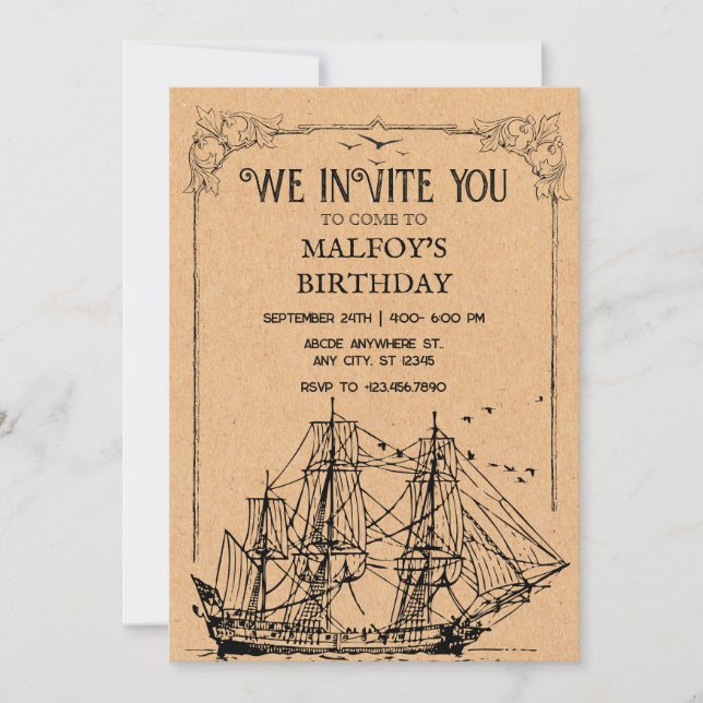 Invitation Pirate Vintage  (Devant)