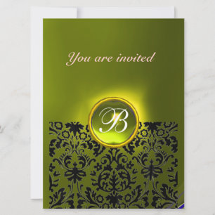 INVITATION PIRRE DAMASK GEMME TOPAZE JAUNE MONOGRAMME
