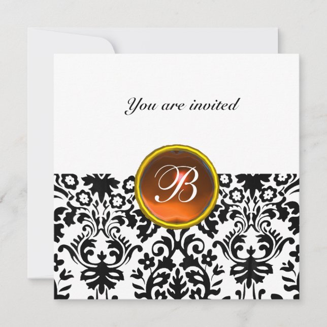 Invitation PIRRE DAMASK GEMME topaze  orange blanc (Devant)