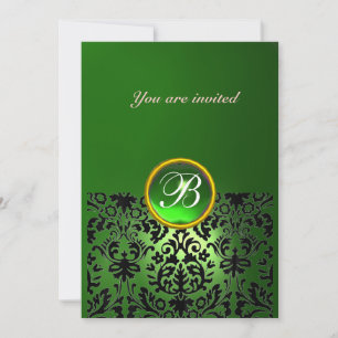 Invitation PIRRE D'OR GEMME MONOGRAMME vert jaune noir