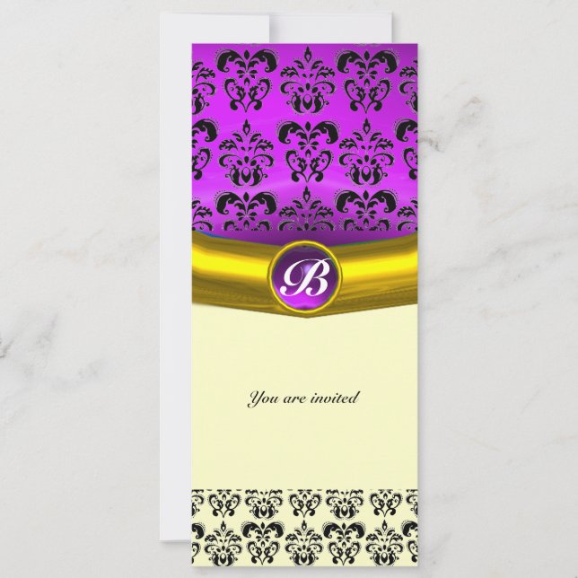 Invitation PIRRE D'OR GEMME MONOGRAMME violet pourpre (Devant)