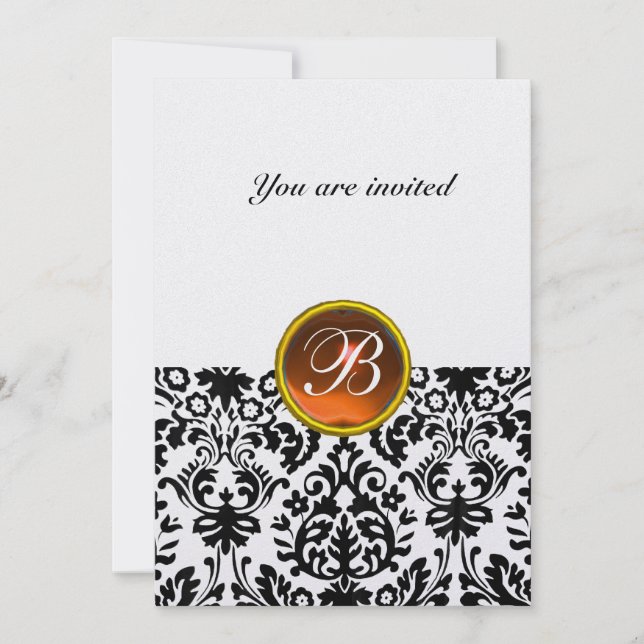 Invitation PIRRE D'UNE PIERRE PRÉCIEUSE DAMASK monogramme top (Devant)