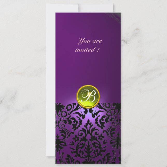 Invitation PIRRE MONOGRAMME DAMASQUÉE jaune violet (Devant)