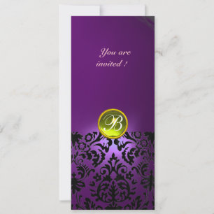 Invitation PIRRE MONOGRAMME DAMASQUÉE jaune violet