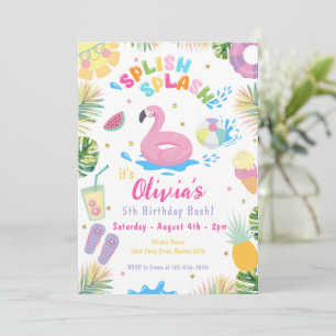 Invitation Piscine à éclaboussures fête Eau estivale Annivers