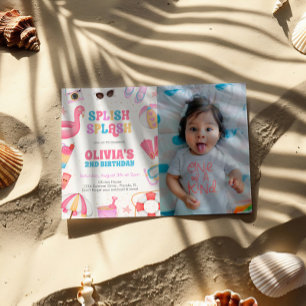 Invitation Piscine à éclaboussures tropicales fête d'annivers