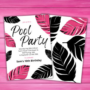 Invitation Piscine cool Pink Bain d'été Anniversaire