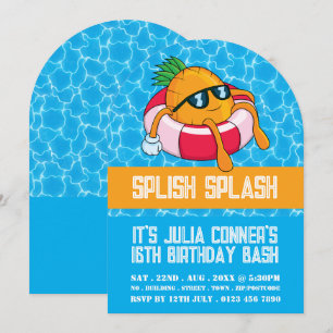 Invitation Piscine d'ananas Float, Pool Party Anniversaire