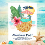 Invitation Piscine de ananas de mer Hippocampe Tropical Noël<br><div class="desc">L'invitation de fête de Noël sur le thème de la plage tropicale comporte un hippocampe aquarelle utilisant un cocktail à l'ananas (décoré de feuilles de palmier et d'hibiscus) comme piscine, avec un fond de soleil, de mer et d'étoile de mer. Le salut hawaïen "Aloha" et les détails de l'événement sont...</div>