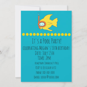 Invitation Piscine de Anniversaire de enfant avec tuba