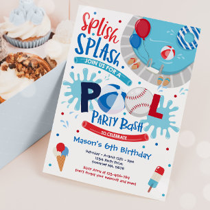Invitation Piscine de baseball Piscine d'éclaboussures Annive