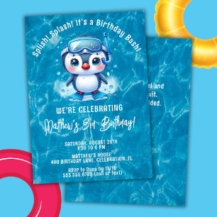 Invitation Piscine de pingouin de Splish Splash Fête d'annive