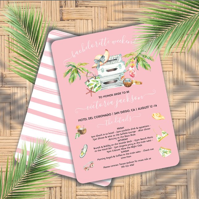 Invitation Piscine de plage Tropical Bachelorette Week-end (Créateur téléchargé)