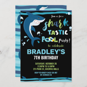 Invitation Piscine de requin en plastique fête d'anniversaire