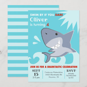 Invitation Piscine de requin fête d'anniversaire Sharktastic
