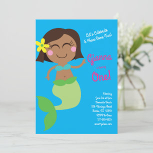 Invitation Piscine de sirènes Enfants d'anniversaire