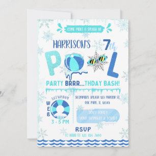 Invitation Piscine de squash Party Garçon nage Anniversaire