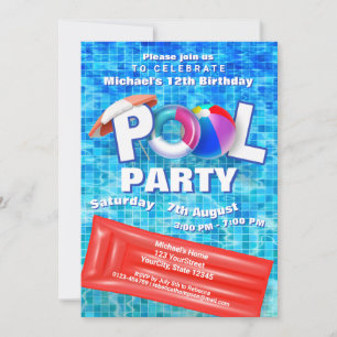 Invitation Piscine d'été cool Fête de l'eau Amusement