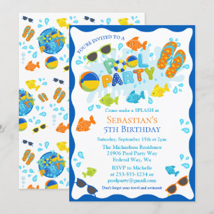 Invitation Piscine d'été Fête d'anniversaire