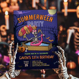 Invitation Piscine d'Halloween été Anniversaire