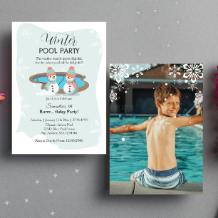 Invitation Piscine d'hiver verte photo de fête d'anniversaire