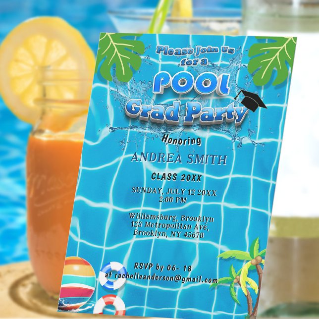 Invitation Piscine Été Moderne Amusement Fête de Remise de Di (Créateur téléchargé)