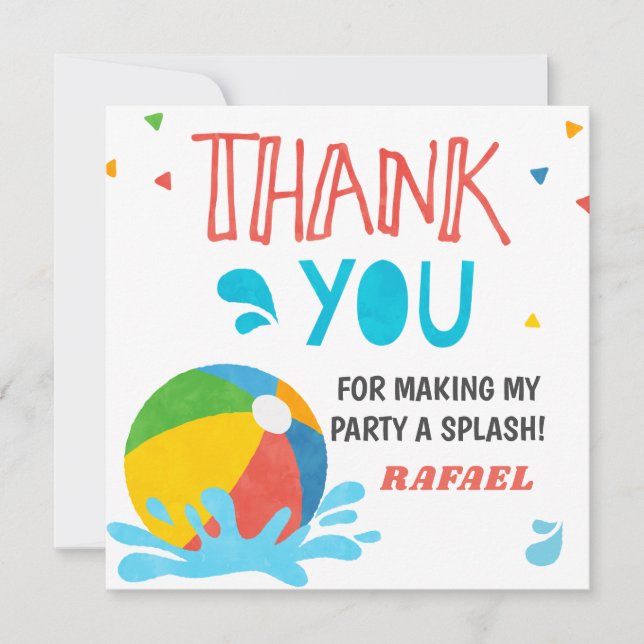 Invitation Piscine Fête Anniversaire Garçon fille (Devant)