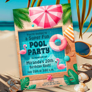 Invitation Piscine Fête Anniversaire Splash