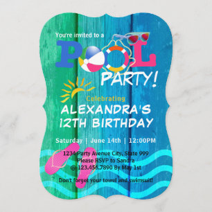 Invitation Piscine fête Anniversaire Summer Fun Card