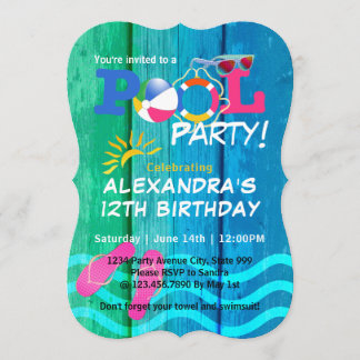 Invitation Piscine fête Anniversaire Summer Fun Card