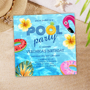 Invitation Piscine Fête Eté Eau Fun Anniversaire