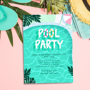 Invitation Piscine Fête Été moderne Tropical Cool tendance