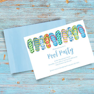 Invitation Piscine Fête Été Tropical Flip Flops tendance