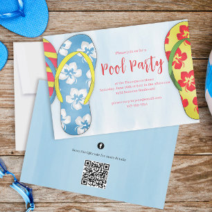 Invitation Piscine Fête Summer Beach Tropical Flip Flops