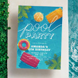 Invitation Piscine fêter n'importe quelle année Tropical mode<br><div class="desc">Piscine Party N'importe quelle année moderne Tropical Anniversaire Invitation Il est temps de faire un splash avec notre Pool Party Anniversaire Invitation! Plongez dans un monde de plaisir et de fête avec ce design ludique et coloré. La typographie brillante et audacieuse ajoute une touche moderne, ce qui en fait un...</div>