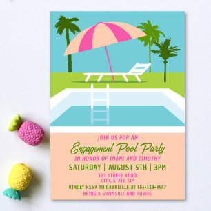 Invitation Piscine fiançailles Fête Piscine tropicale