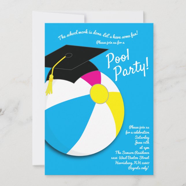 Invitation Piscine Party Beach Ball (Devant)