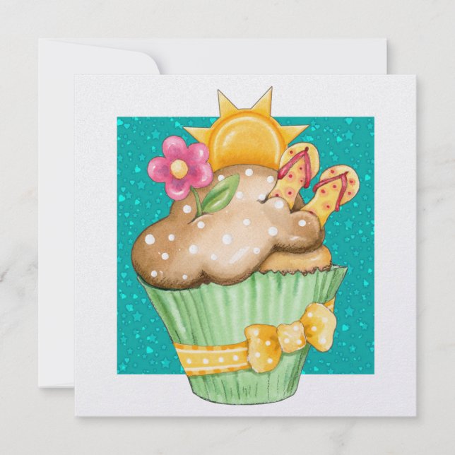Invitation Piscine Party Cupcake ! - SRF (Devant)