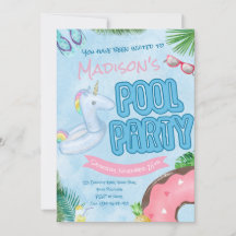 Piscine Party Invitation, Piscine party, Piscine p